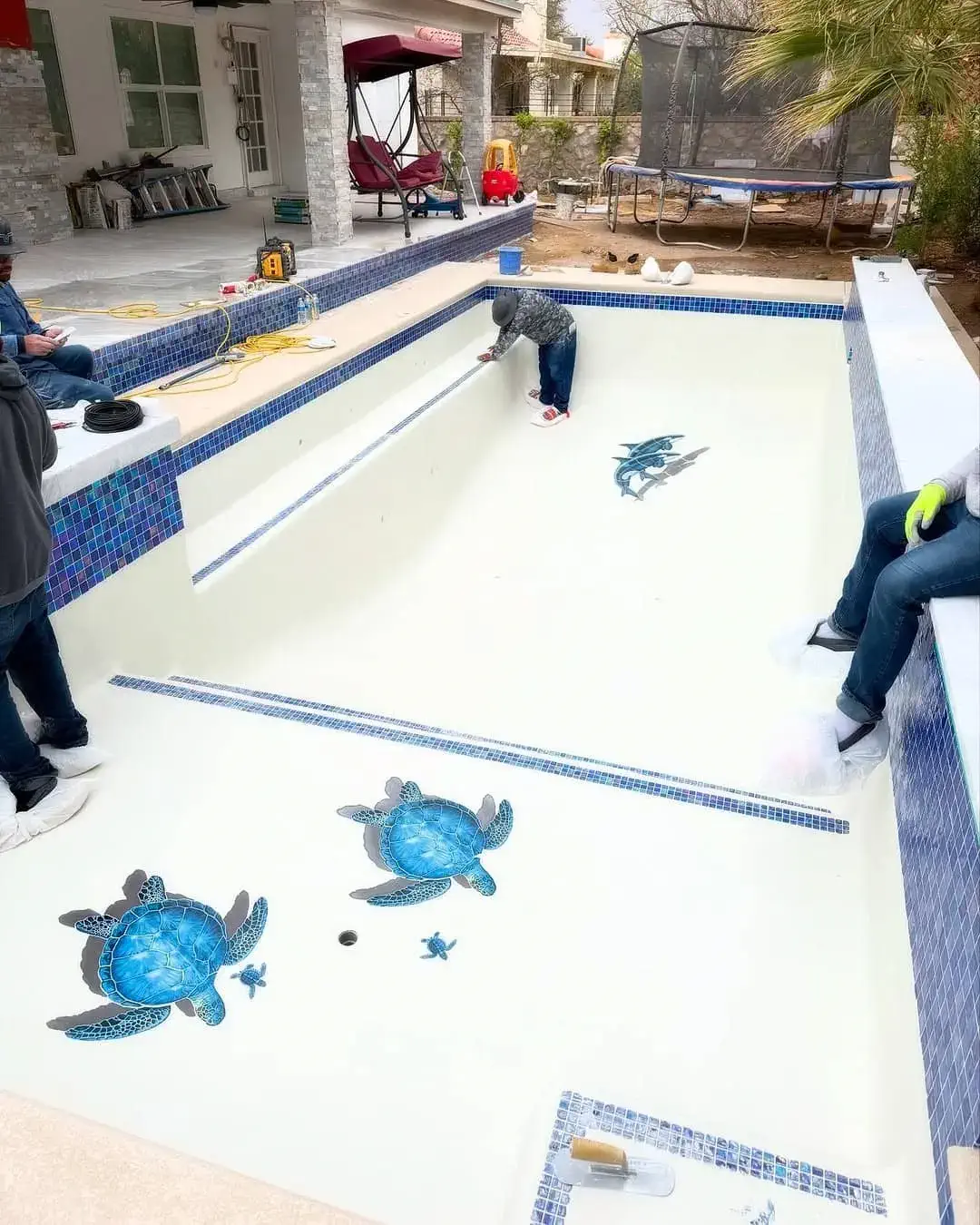 Empty pool with art decoration