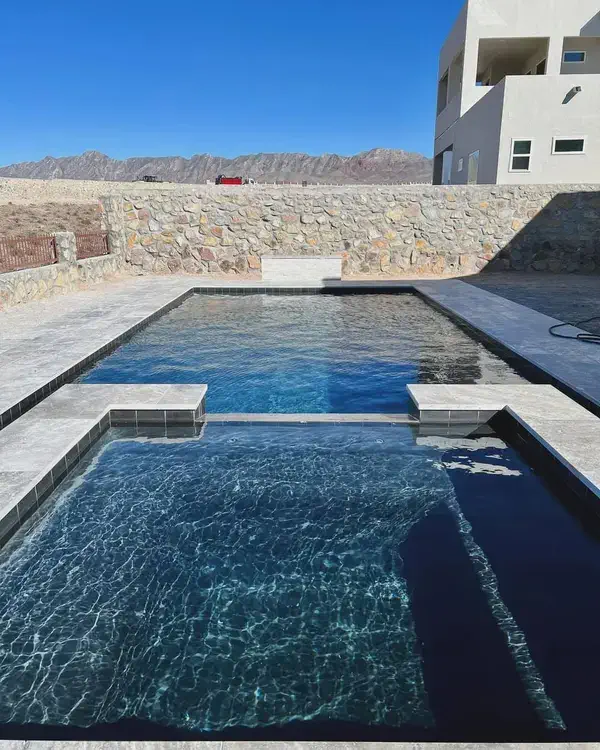 Blue Pool in backyard in the desert